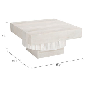HomeRoots 36" Rustic-Modern Solid Wood Square Coffee Table - Durable Mango Wood with Distressed Finish 556710