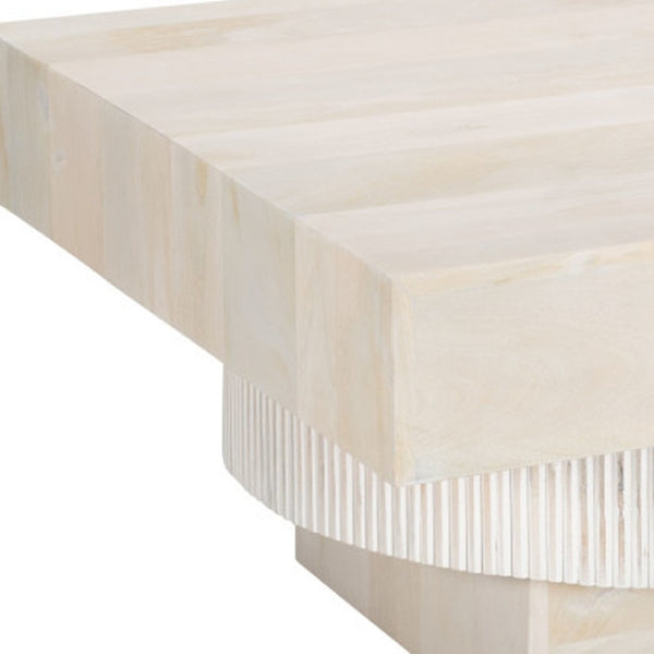 HomeRoots 36" Rustic-Modern Solid Wood Square Coffee Table - Durable Mango Wood with Distressed Finish 556710