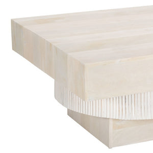 HomeRoots 36" Rustic-Modern Solid Wood Square Coffee Table - Durable Mango Wood with Distressed Finish 556710