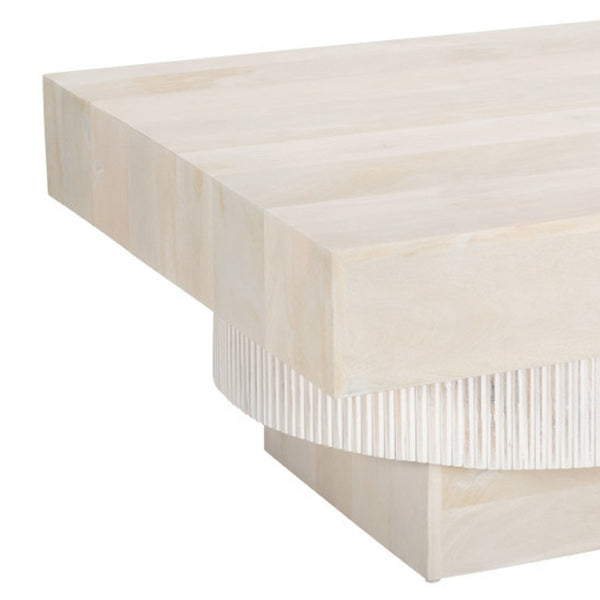 HomeRoots 36" Rustic-Modern Solid Wood Square Coffee Table - Durable Mango Wood with Distressed Finish 556710