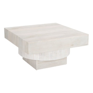 HomeRoots 36" Rustic-Modern Solid Wood Square Coffee Table - Durable Mango Wood with Distressed Finish 556710