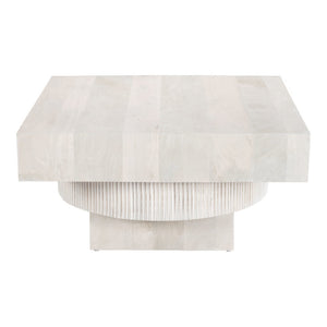 HomeRoots 36" Rustic-Modern Solid Wood Square Coffee Table - Durable Mango Wood with Distressed Finish 556710