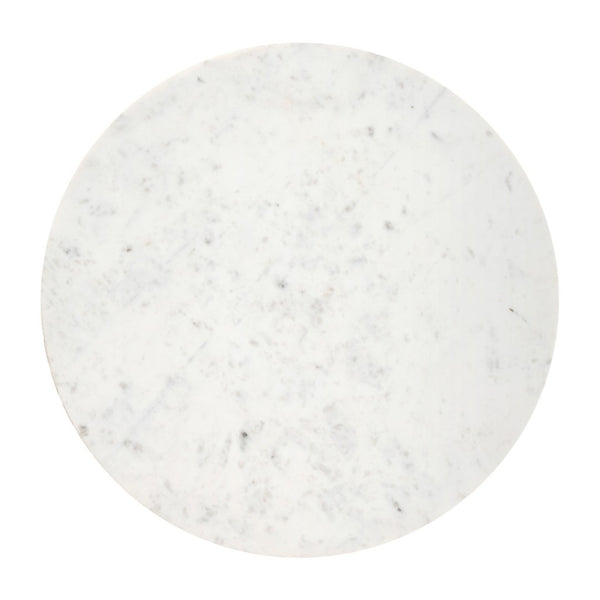 HomeRoots 34" White and Natural Marble Round Drum Coffee Table - Modern Elegance for Any Space, Fully Assembled 556719