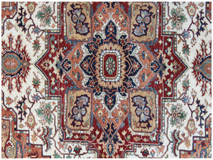 Homeroots 8' X 10' Rust And Gray Oriental Hand Knotted Area Rug With Fringe  Wool 556721