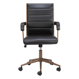 HomeRoots Black Adjustable Height Faux Leather Swivel Rolling Office Chair - Vintage Style, Comfort & Mobility 556765