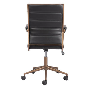 HomeRoots Black Adjustable Height Faux Leather Swivel Rolling Office Chair - Vintage Style, Comfort & Mobility 556765