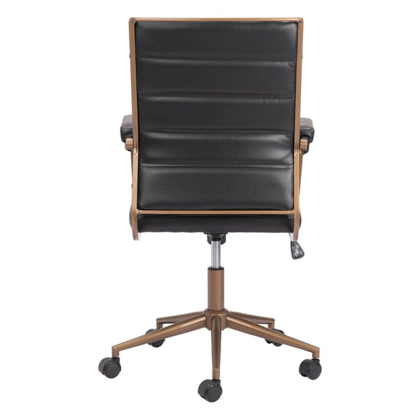 HomeRoots Black Adjustable Height Faux Leather Swivel Rolling Office Chair - Vintage Style, Comfort & Mobility 556765