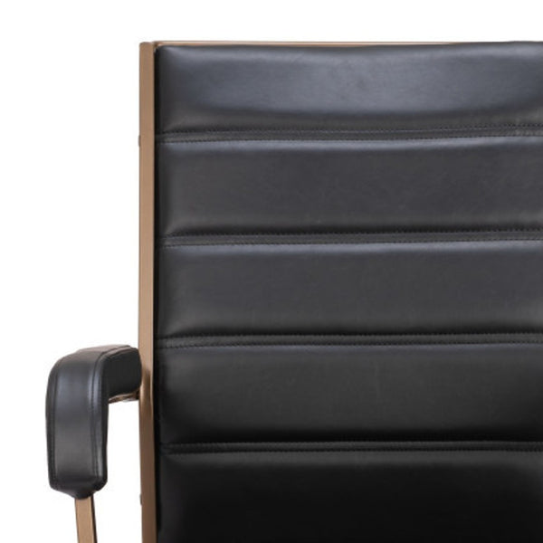 HomeRoots Black Adjustable Height Faux Leather Swivel Rolling Office Chair - Vintage Style, Comfort & Mobility 556765
