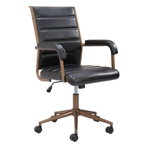 HomeRoots Black Adjustable Height Faux Leather Swivel Rolling Office Chair - Vintage Style, Comfort & Mobility 556765