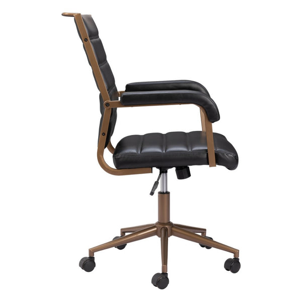HomeRoots Black Adjustable Height Faux Leather Swivel Rolling Office Chair - Vintage Style, Comfort & Mobility 556765