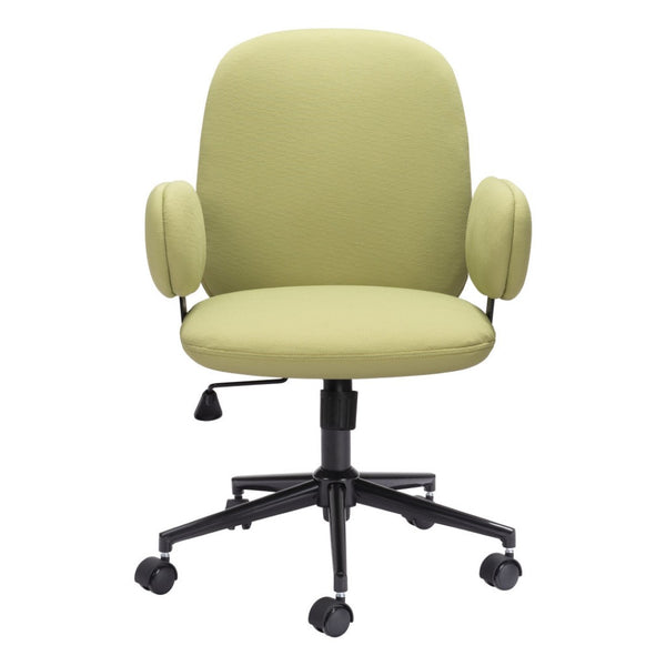 HomeRoots Green Adjustable Height Swivel Rolling Office Chair - Stylish Olive Upholstery & Ergonomic Comfort 556769