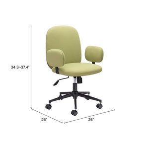 HomeRoots Green Adjustable Height Swivel Rolling Office Chair - Stylish Olive Upholstery & Ergonomic Comfort 556769