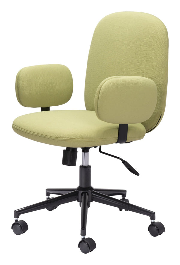 HomeRoots Green Adjustable Height Swivel Rolling Office Chair - Stylish Olive Upholstery & Ergonomic Comfort 556769