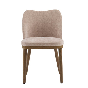 English Elm Dining Chair Set of 2 Mid-century Walnut Wood Frame Upholstered Seat and Back Apricot Cream N771P237036V