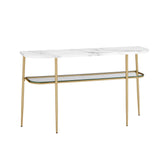 Tilly Glam 52" Curved Faux Marble Entry Table with Gold Metal Base - Modern Accent for Any Space