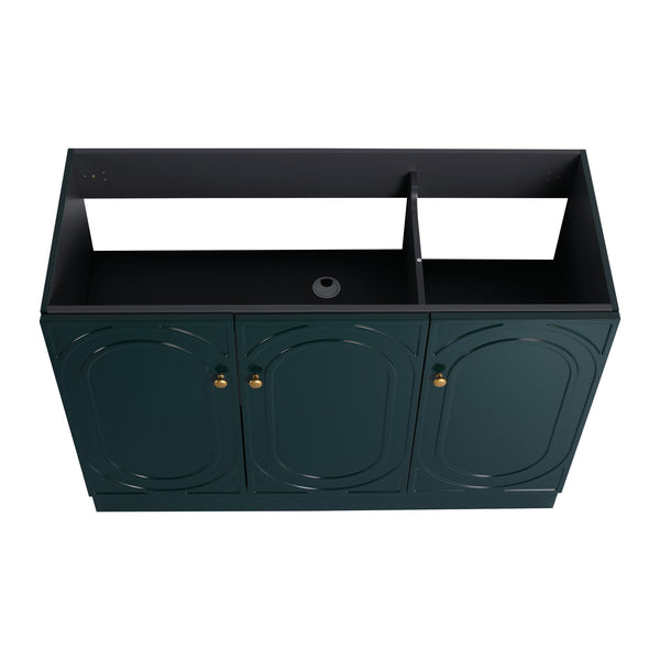 English Elm 48" Modern Freestanding Bathroom Vanity with Integrated Basin, Adjustable Shelf & 3 Metal Handles Dark Green W999P241075