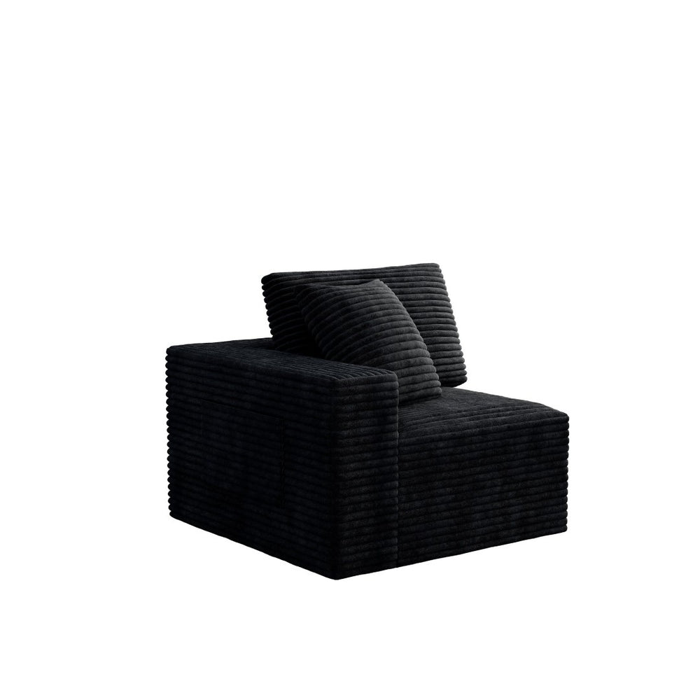 English Elm Sp-009m-black-lr Plush Corduroy Modular Sectional Reversible Chaise for Living Room W3819P448408