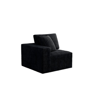 English Elm Sp-009m-black-lr Plush Corduroy Modular Sectional Reversible Chaise for Living Room W3819P448408