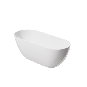 English Elm 60" Acrylic Oval Freestanding Soaking Tub with Glossy Finish and Pop-up Drain Glossy White T5287P418027