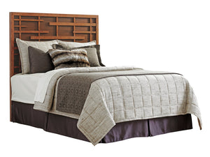 Lexington Tommy Bahama Home Shanghai Panel Headboard - Elegant Pan-asian Fretwork Design With Dark Walnut Back For Modern Spaces Sebana  556-143hb