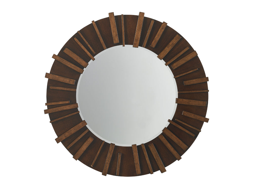 Lexington Tommy Bahama Home Kobe Round Mirror: Modern Pan-asian Design With Bold Dark Hickory Frame And Tranquil Aesthetic Charm Sebana  556-201
