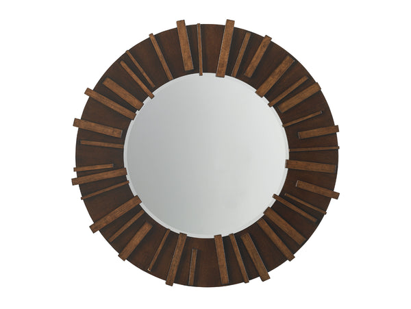 Lexington Tommy Bahama Home Kobe Round Mirror: Modern Pan-asian Design With Bold Dark Hickory Frame And Tranquil Aesthetic Charm Sebana  556-201