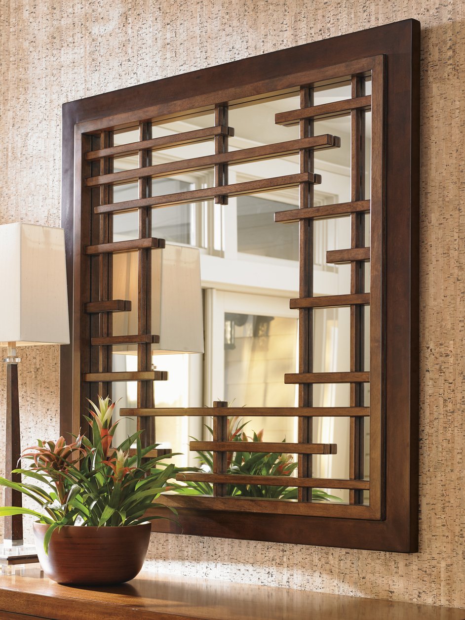 Lexington Tommy Bahama Home Mikasa Square Mirror - Pan-asian Elegance With Fretwork Design For Contemporary Home Décor Sebana  556-204