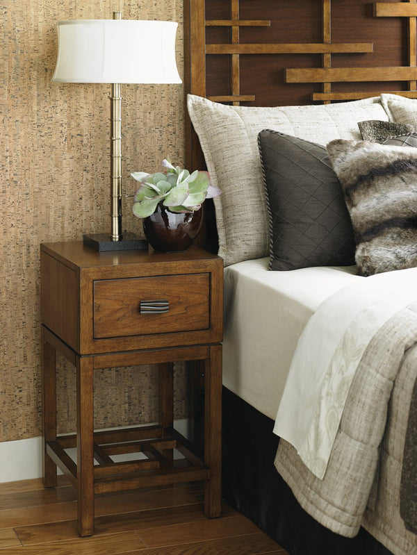 Lexington Tommy Bahama Home Hana Night Table - Elegant Pan-asian Design With Fretwork Shelf & Drawer For Modern Living Spaces Sebana  556-622