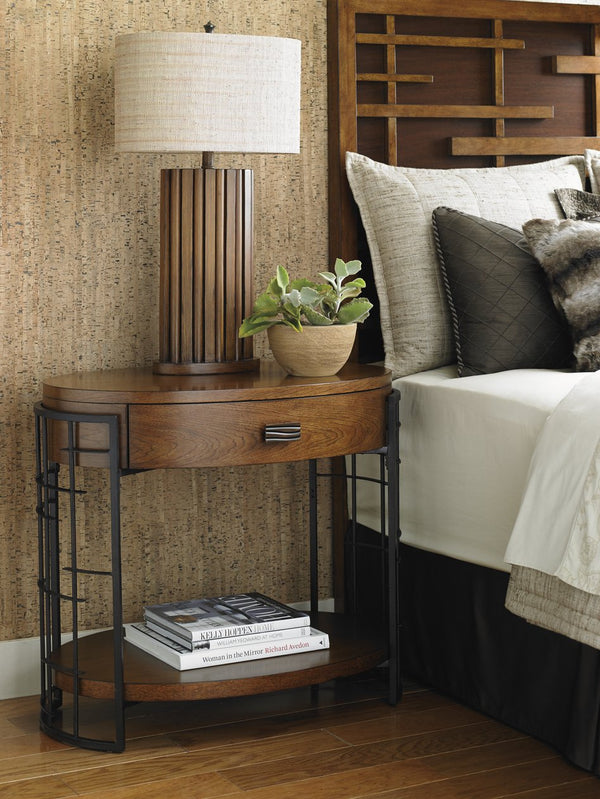Lexington Tommy Bahama Home Sendai Adjustable Nightstand With Unique Design, Drawer & Wood Shelf For Modern Home Décor Sebana  556-623