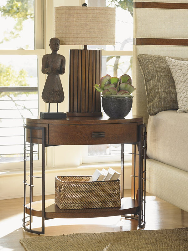 Lexington Tommy Bahama Home Sendai Adjustable Nightstand With Unique Design, Drawer & Wood Shelf For Modern Home Décor Sebana  556-623