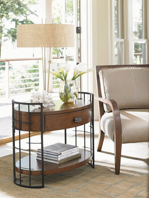 Lexington Tommy Bahama Home Sendai Adjustable Nightstand With Unique Design, Drawer & Wood Shelf For Modern Home Décor Sebana  556-623