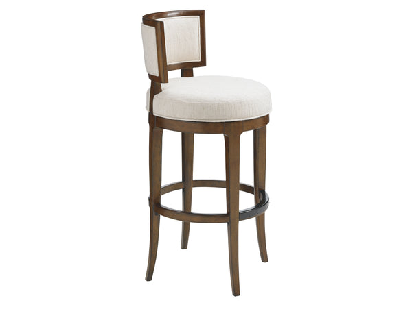Lexington Tommy Bahama Home Macau Swivel Stool - Elegant Pan-asian Design With Ivory Upholstery For Casual Sophistication Sebana  556-816-02
