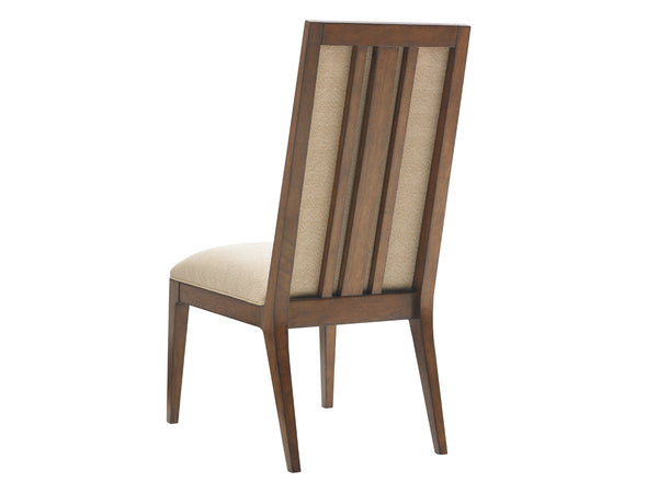 Lexington Tommy Bahama Home Natori Contemporary Art Deco Dining Chair With Exposed Slats And Cresting Waves Fabric Design Sebana  556-880-01