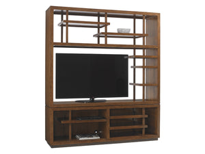Lexington Tommy Bahama Home Taipei Media Bookcase - Elegant Pan-asian Design With Asymmetrical Shelving And Tv Compartment Space Sebana  556-909c
