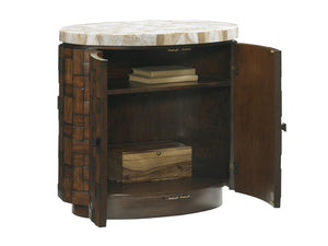 Lexington Tommy Bahama Home Banyan Oval Accent Table - Elegant Pan-asian Design With Gmelina Blocks And Stone Veneer Top For Modern Homes Sebana  556-950