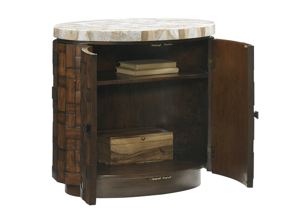 Lexington Tommy Bahama Home Banyan Oval Accent Table - Elegant Pan-asian Design With Gmelina Blocks And Stone Veneer Top For Modern Homes Sebana  556-950