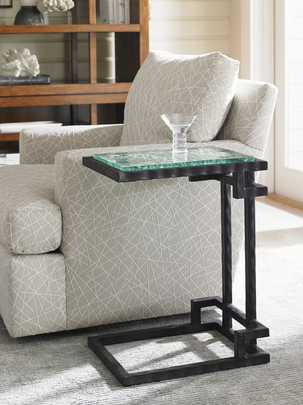 Lexington Tommy Bahama Home Hermes Glass Top Martini Table - Elegant Pan-asian Design With Hammered Metal Base For Modern Spaces Sebana  556-952c