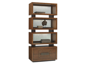 Lexington Tommy Bahama Home Tonga Stylish Tiered Bookcase With Led-backlit Sea Glass Panels And Elegant Storage Solutions Sebana  556-990