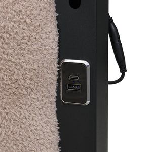 English Elm Queen Upholstered Storage Bed Lamb Fleece Headboard Led Lighting Two Drawers Included W311S00065