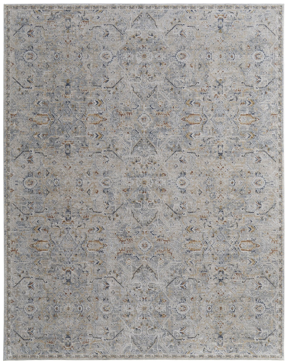 Feizy Rugs Pasha Global Charm Rug – Vibrant Machine-made Polyester, Pet-friendly, Low Pile For Any Space Ivory,Blue,Tan Polyester Pas39m6fivymlth04