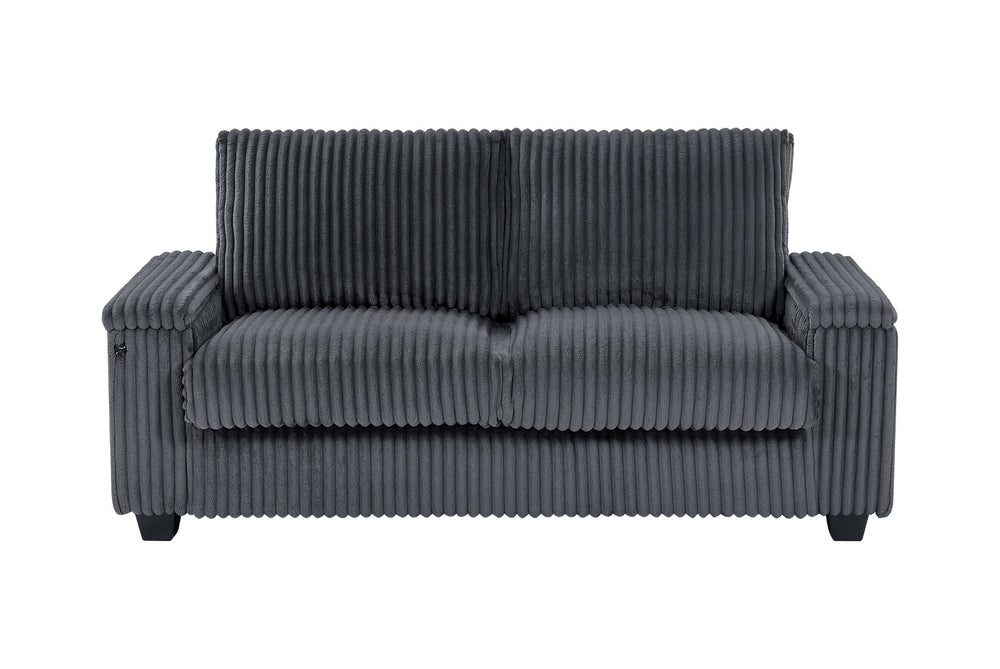 English Elm 71" Loveseat Dark Grey Corduroy Sofa with USB Port, Built-In Armrest Storage & Durable Frame W542P210622