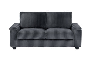 English Elm 71" Loveseat Dark Grey Corduroy Sofa with USB Port, Built-In Armrest Storage & Durable Frame W542P210622