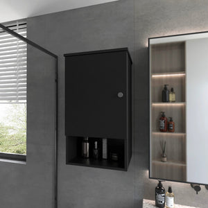 English Elm Wenge Recessed Medicine Cabinet with One Door, Two Shelves + Open Shelf, Modern Wenge Finish 28.6"x16.2" B062P252170