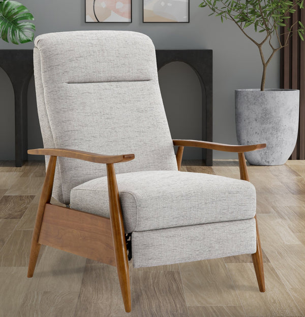 English Elm Tustin Wood Arm Push Back Recliner with Stain-Resistant Performance Fabric and Chestnut Legs, Cozy Comfort Beige B050P281018