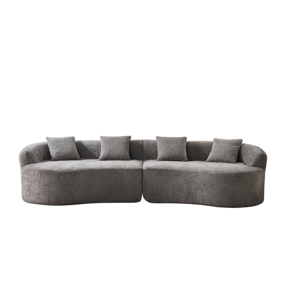 English Elm 111" L Shaped Cloud Sofa Plush Chenille Upholstered High Density Foam Apartment Living Room Grey W1669S00058