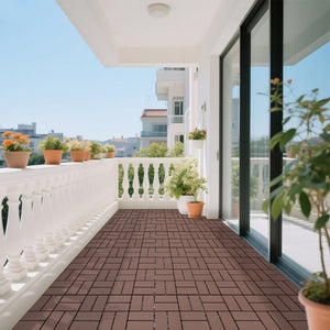 English Elm Plastic Snap Together Polypropylene Deck Tiles Waterproof Outdoor Patio Pool Flooring 44 Pack W3022P251845