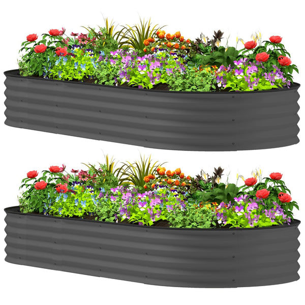 English Elm 2pcs Galvanized Steel Raised Garden Beds Modular Outdoor Planting Set Rust Resistant T3971P410606