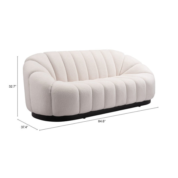 HomeRoots 85" Cream Polyester Sofa - Contemporary Elegance for Your Living Room, Durable & Comfortable Design 557022