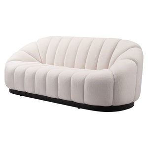 HomeRoots 85" Cream Polyester Sofa - Contemporary Elegance for Your Living Room, Durable & Comfortable Design 557022