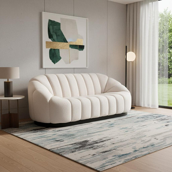 HomeRoots 85" Cream Polyester Sofa - Contemporary Elegance for Your Living Room, Durable & Comfortable Design 557022